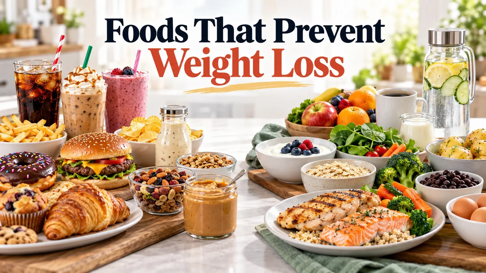 Foods that prevent weight loss with common portion traps and healthier swaps