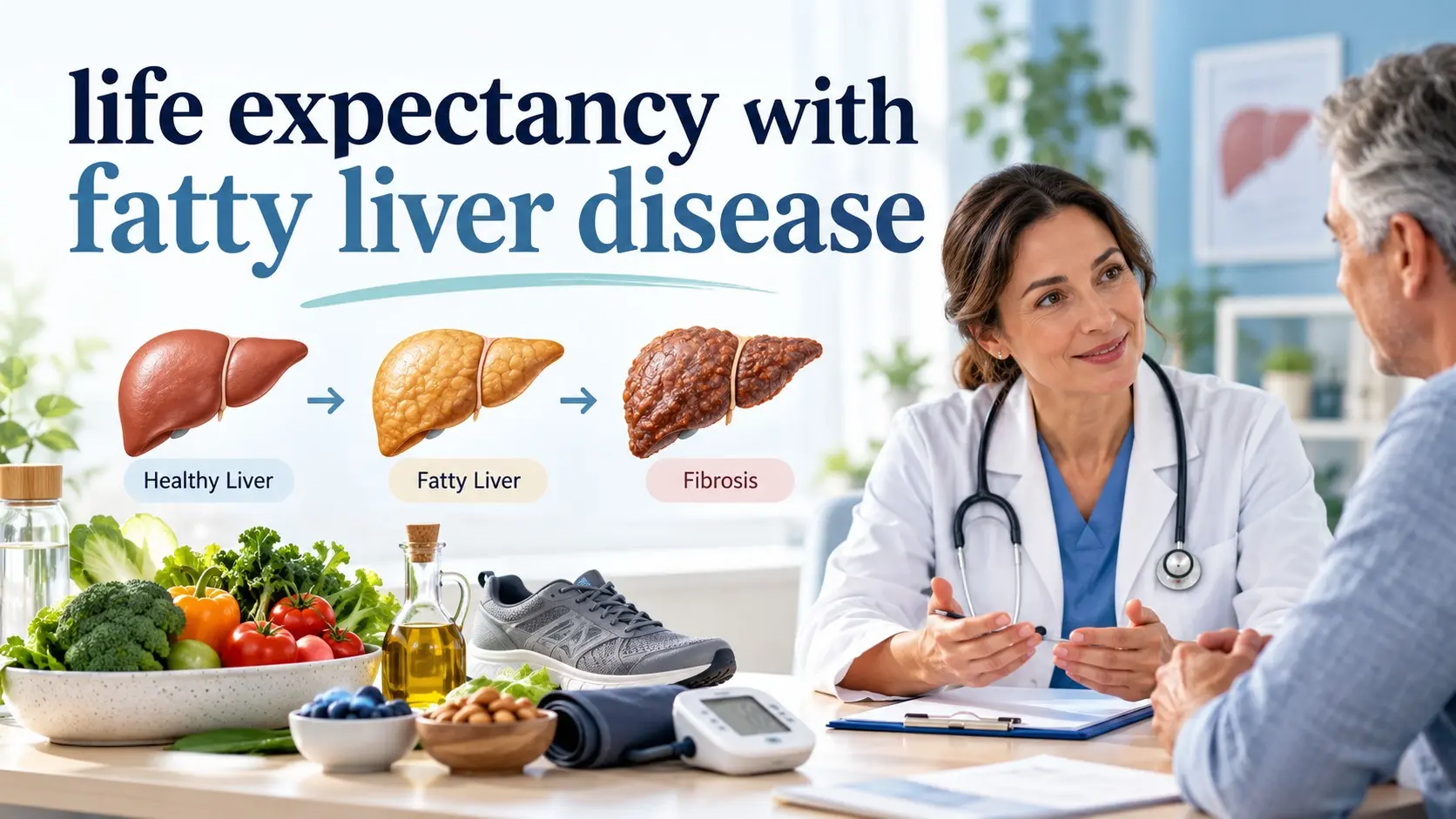 Life expectancy with fatty liver disease explained with liver fibrosis stages and metabolic health factors