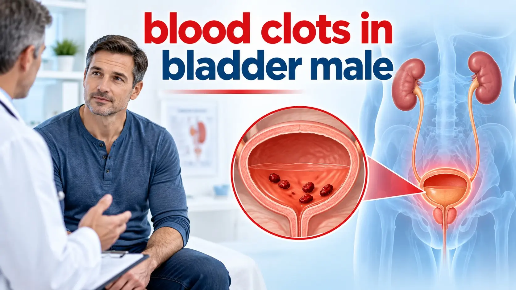 Blood clots in bladder male showing visible blood in urine, bladder bleeding, prostate causes, and urinary blockage