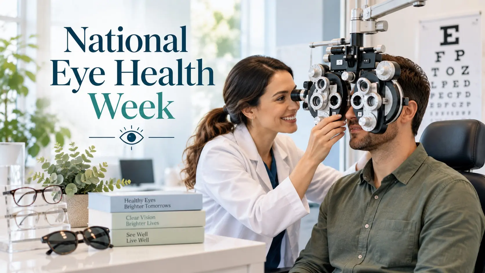 National Eye Health Week eye examination promoting regular sight tests, healthy vision, and preventive eye care