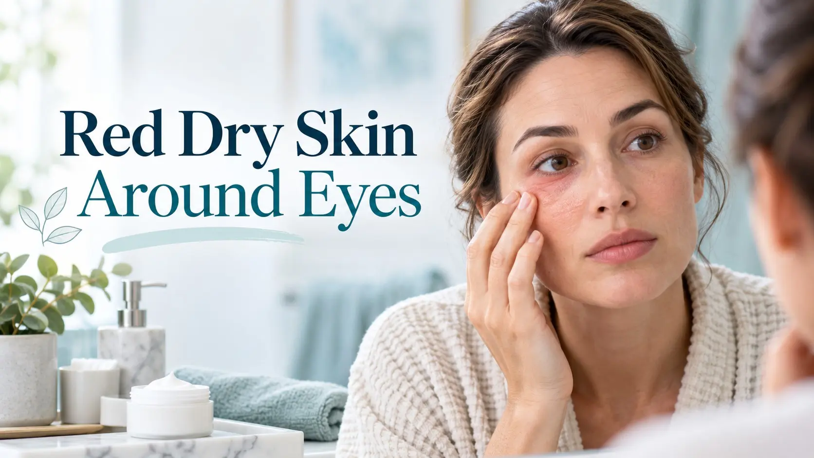 Red dry skin around eyes showing mild eyelid irritation, dryness, and professional skin care evaluation