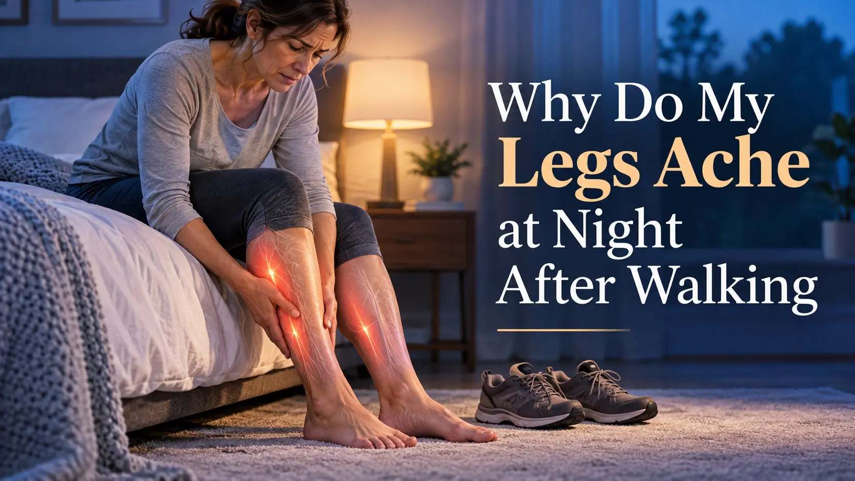 Why do my legs ache at night after walking guide showing muscle fatigue, circulation problems, cramps, joints, and nerve pain
