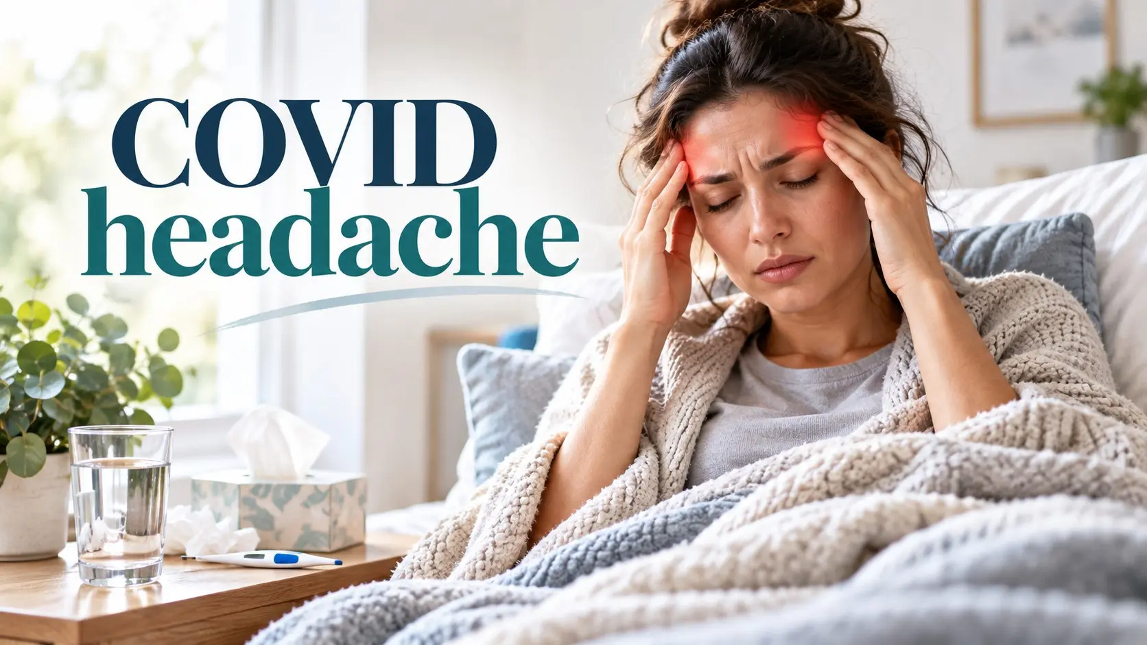 COVID headache causing forehead and temple pain during a respiratory illness
