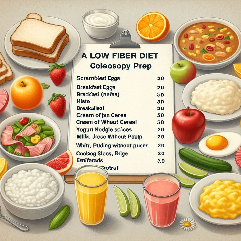 Sample Menu for a Low Fiber Diet Colonoscopy Prep