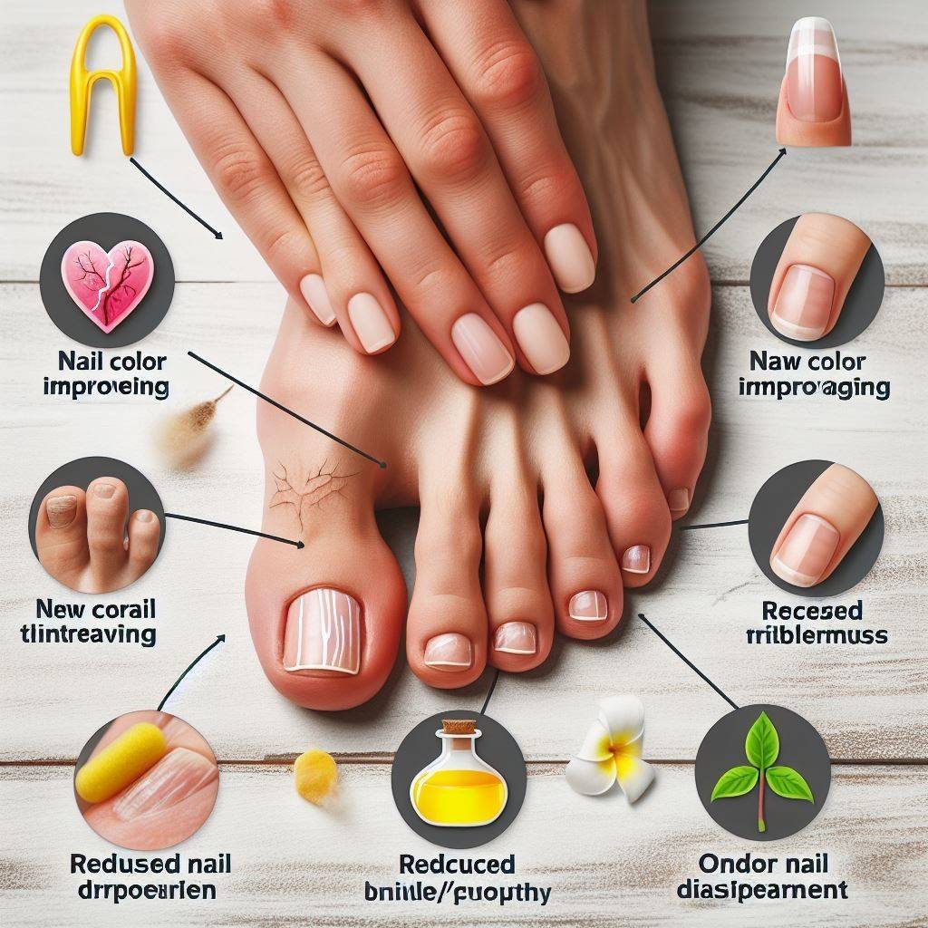 Illustrated poster showing hands, feet and close-up nail diagrams.