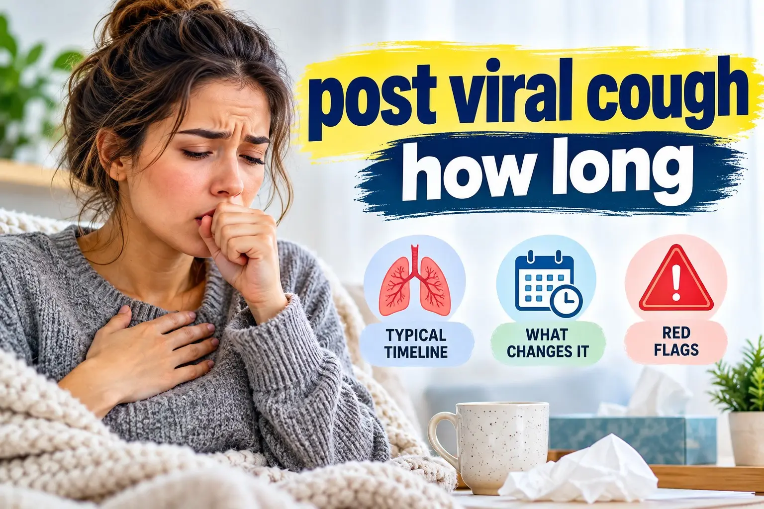 Post viral cough how long showing the typical 3 to 8 week recovery timeline and warning signs that need medical assessment